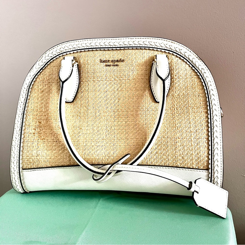 Kate Spade White and Tan Satchel with Elegant Design